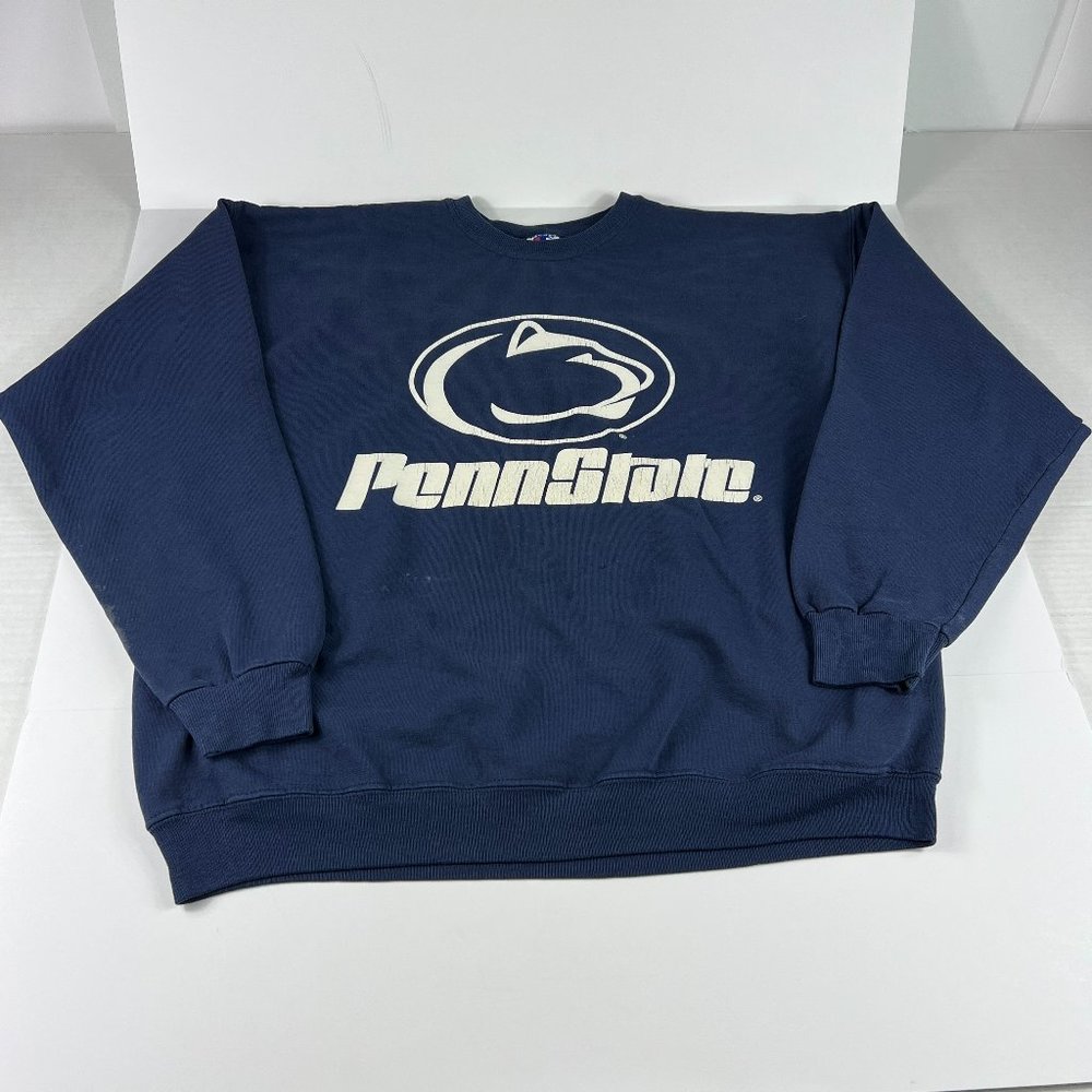 VTG Champion Penn State Nittany Lions Sweatshirt Large Blue Thrashed Crewneck